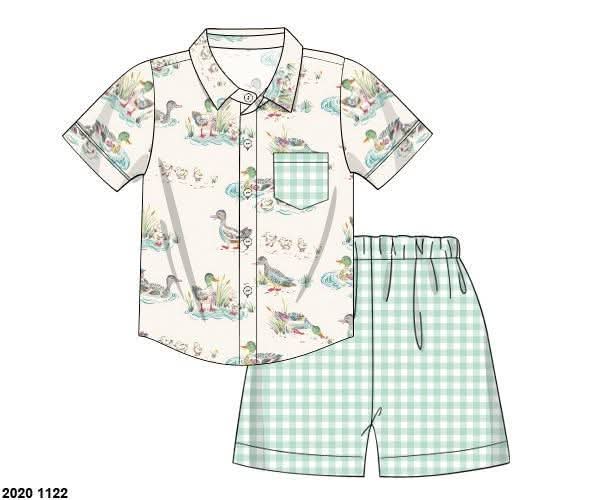 Throwback Pre Order: Boys Only- Vintage Ducks Traditional Short Set