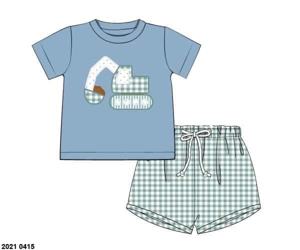 Throwback Pre Order: Boys Only- Excavator Knit Shortie Set
