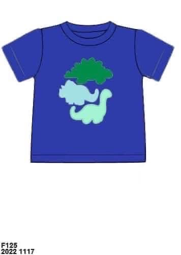 Throwback Pre Order: Boys Only- Watercolor Dinos Appliqué Knit Shirt