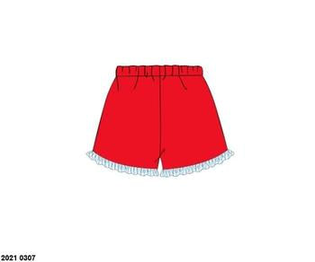 RTS: Girls Light Blue & Red Knit Shorts