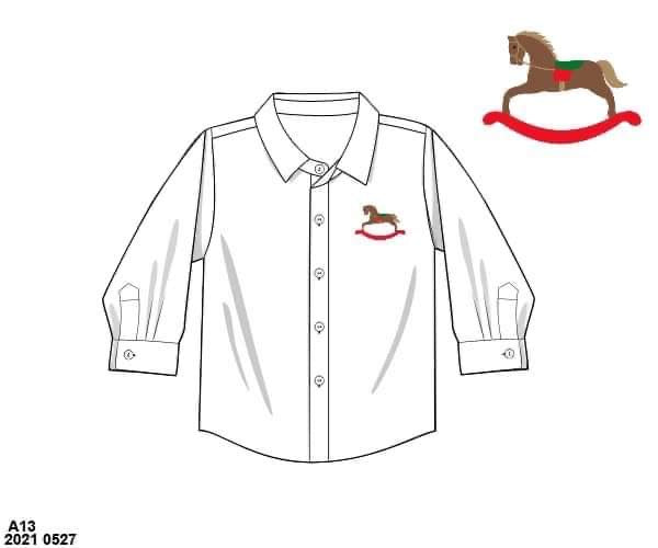 RTS: Boys Rocking Horse Long Sleeve Woven Shirt