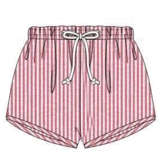 RTS: Wavy Flag Applique Collection- Boys Seersucker Super Shortie Shorts