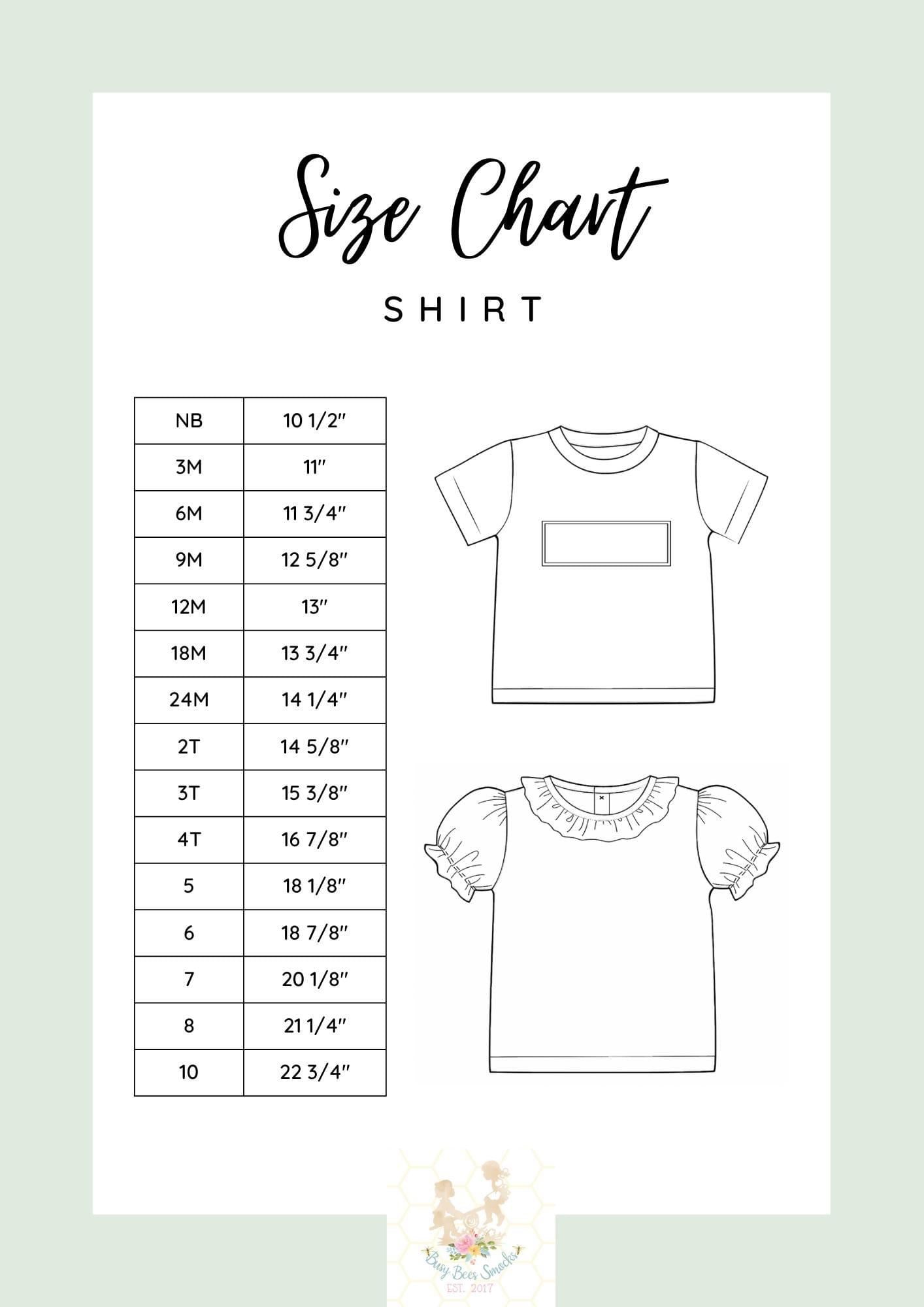 Knit Shirt Size Chart