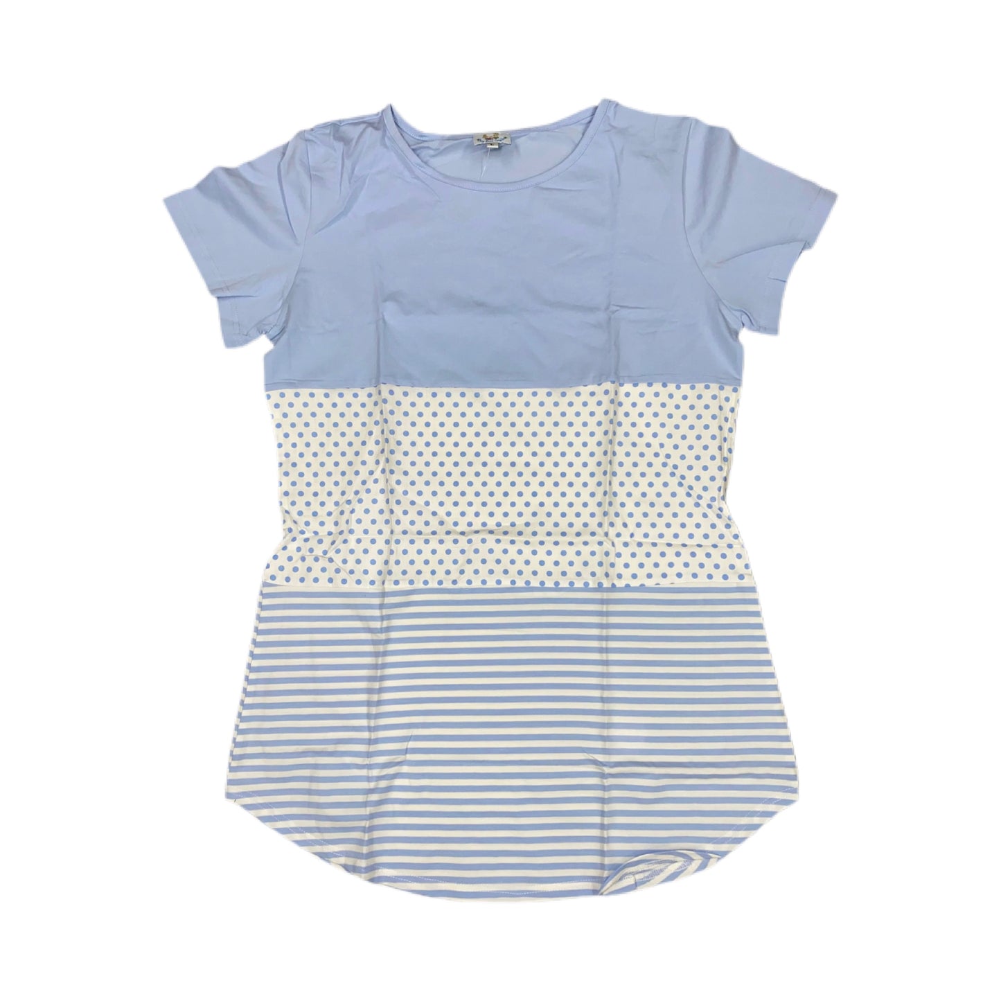 RTS: Mom Blue Dot & Stripe Knit Tunic Shirt