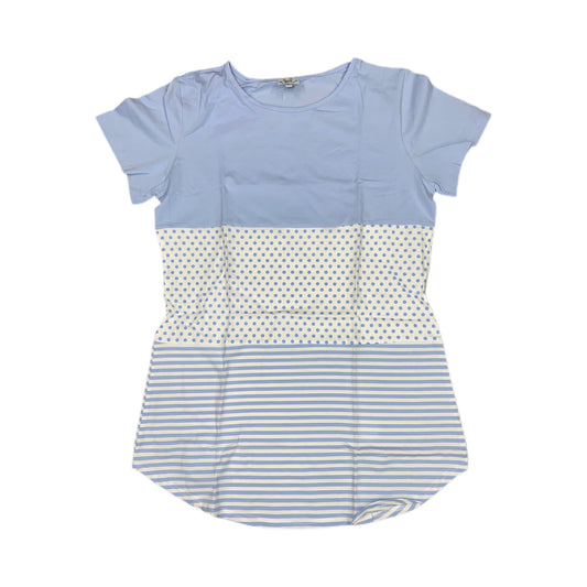 RTS: Mom Blue Dot & Stripe Knit Tunic Shirt