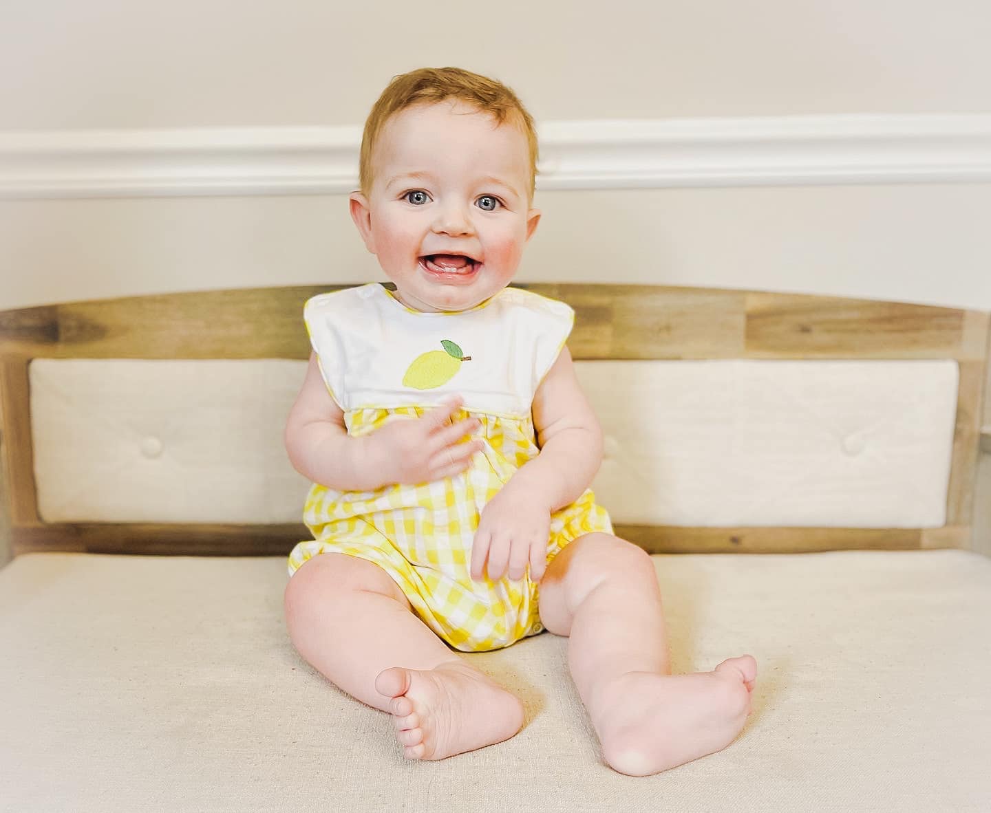 Anna O’ Lane: Lemon Drop Embroidered Preston Proper Romper