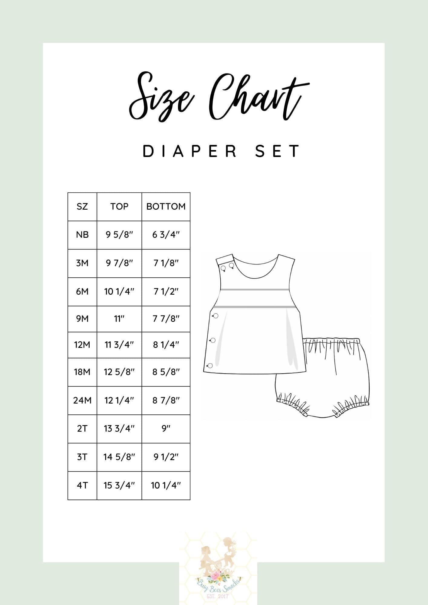 Diaper Set Size Chart
