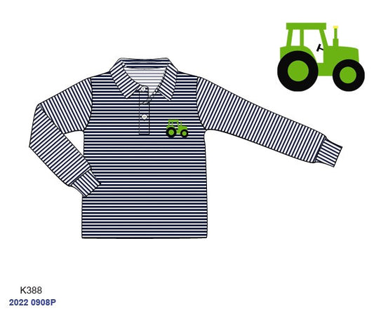 RTS: SBSC- Knit Polo Collection- Embroidered Tractor- Boys Knit Polo