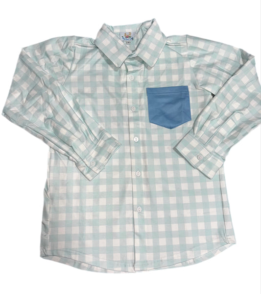 RTS: Boys Avery Gingham Long Sleeve Knit Shirt