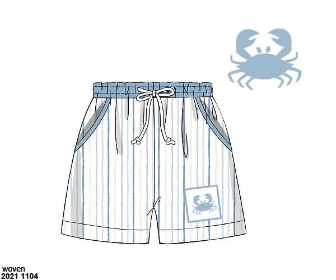 RTS: Blue Crab Collection- Boys Woven Swim Shorts