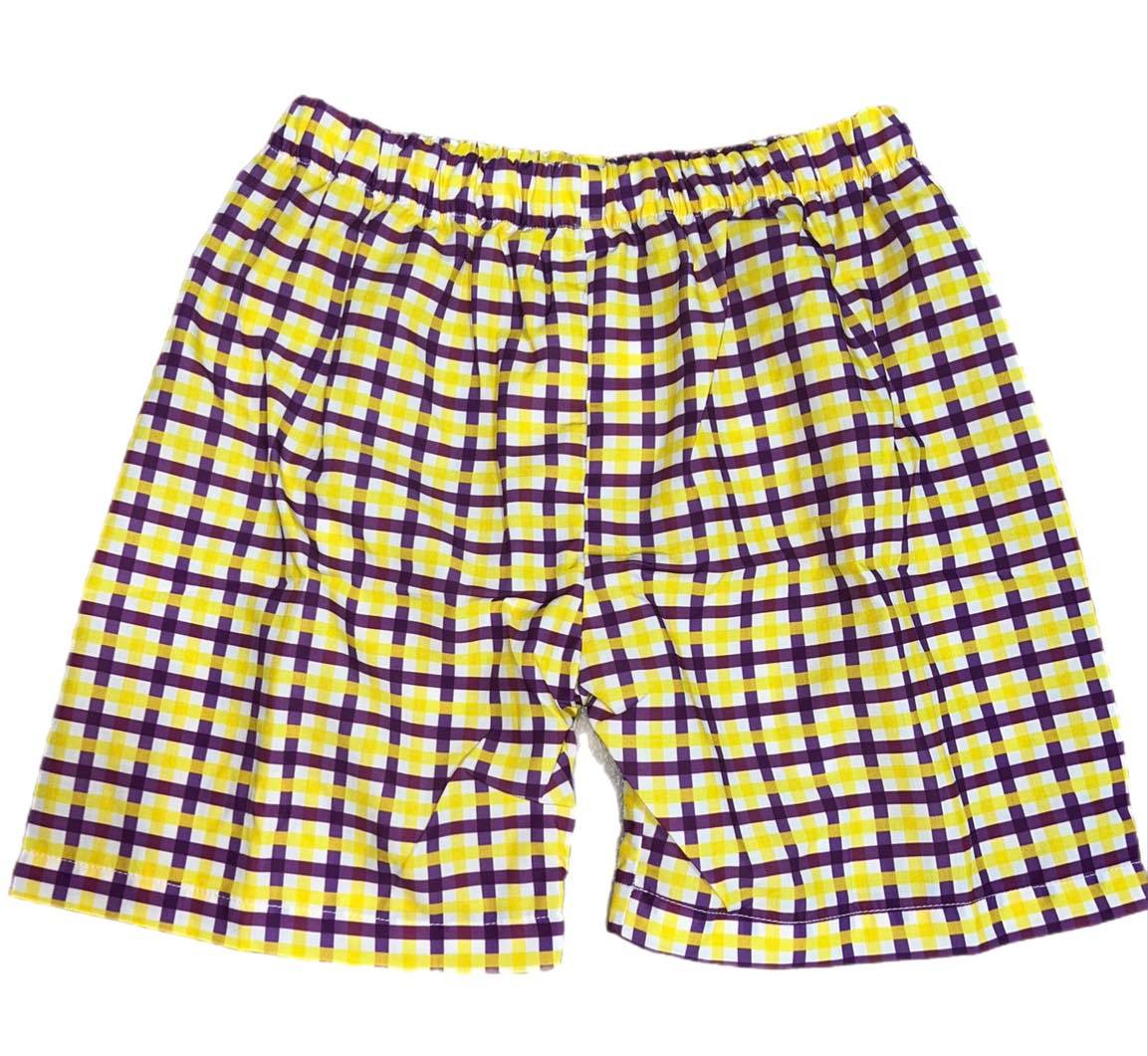 RTS- Boys Purple & Yellow Woven Shorts