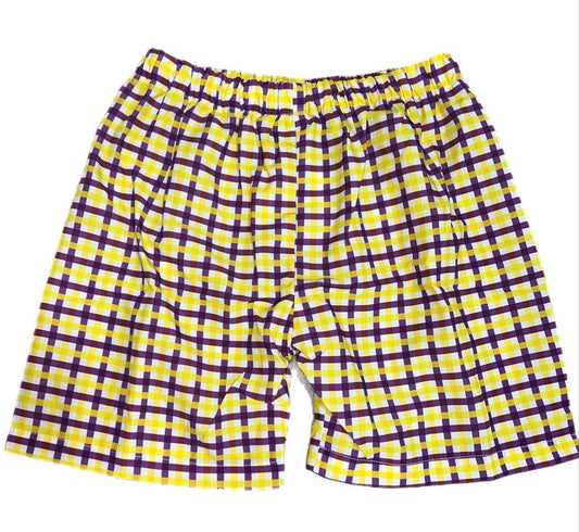 RTS- Boys Purple & Yellow Woven Shorts