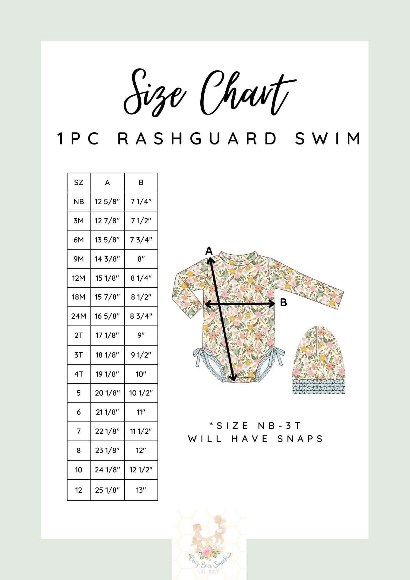 Girls 1pc Rashguard Swim Size Chart