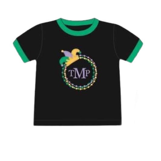 RTS: Mardi Gras Collection- Circle Monogram- Boys Knit Shirt (No Monogram)