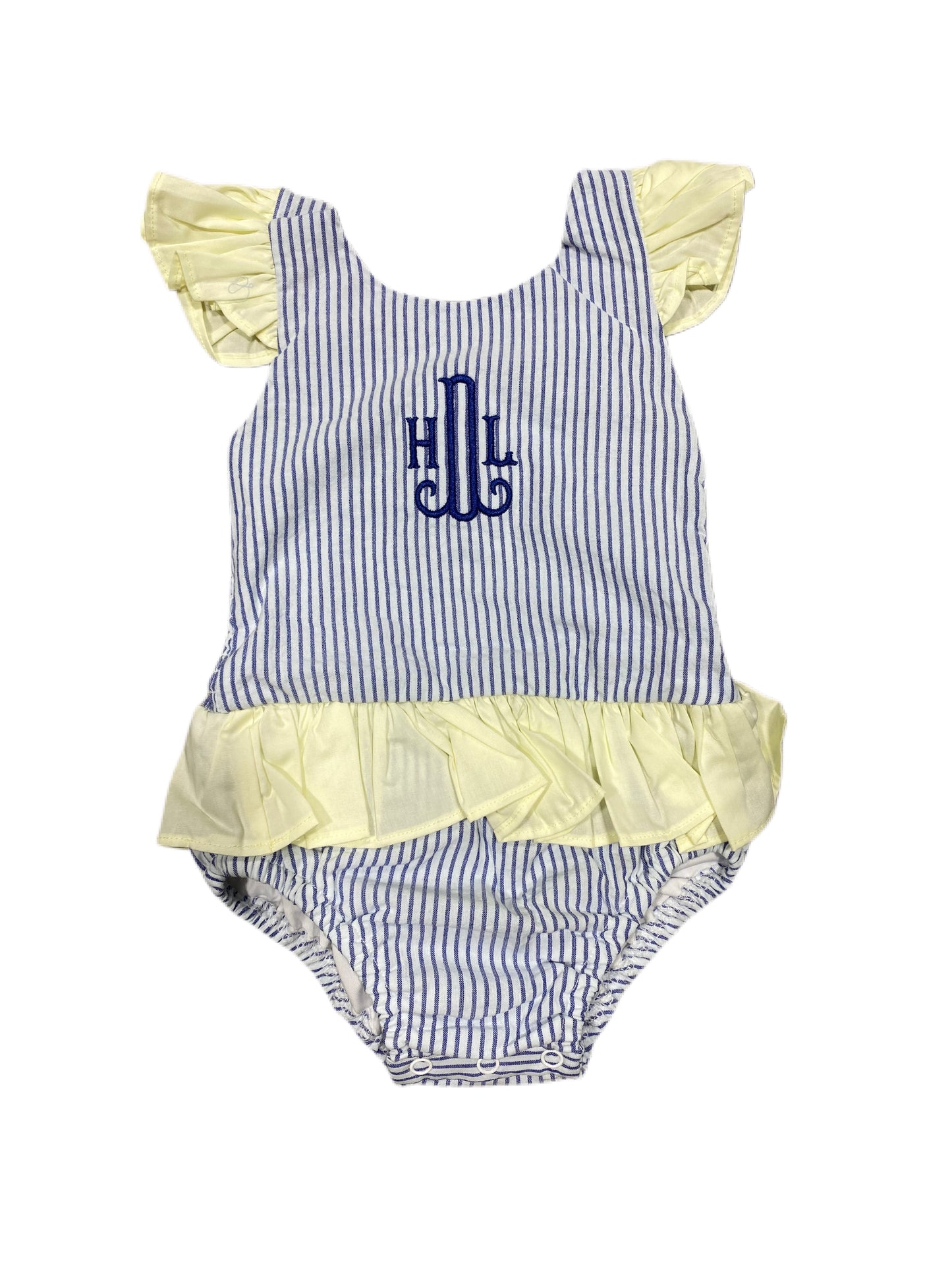 RTS: Girls Blue Stripe Woven 1pc Swim “HDL”