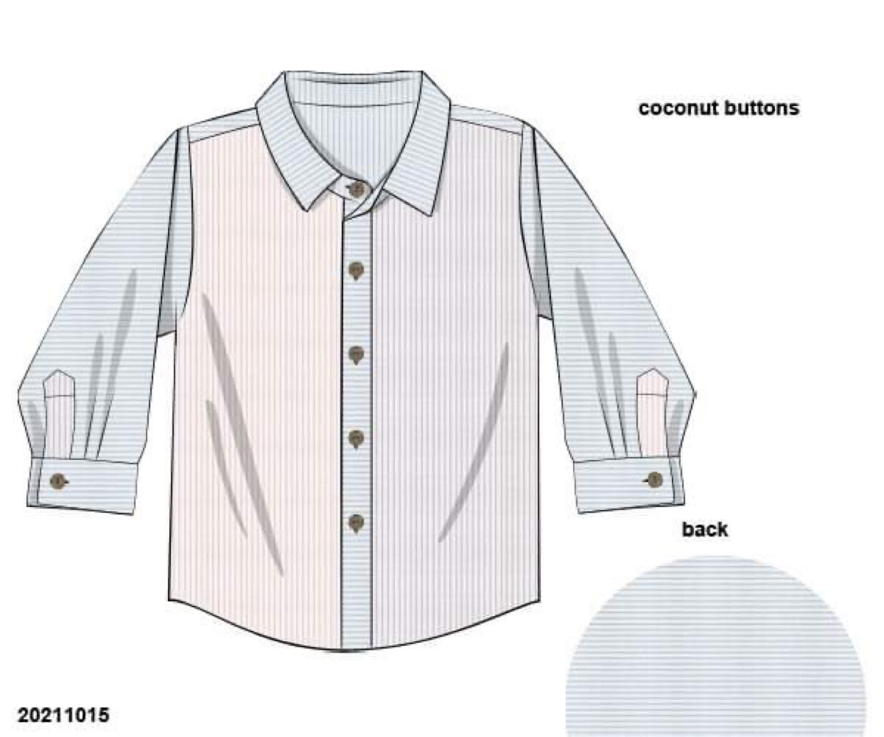 RTS: Boys Pin Stripe Colorblock LS Woven Button Up Shirt