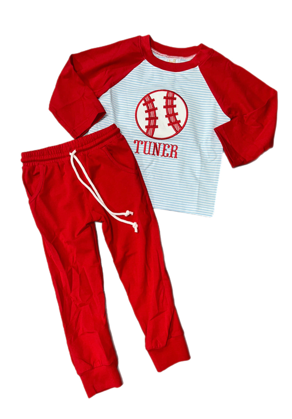 RTS: DEFECT-Boys Only Collection- Mini Stripe Baseball- Boys Knit Jogger Set "Tuner"