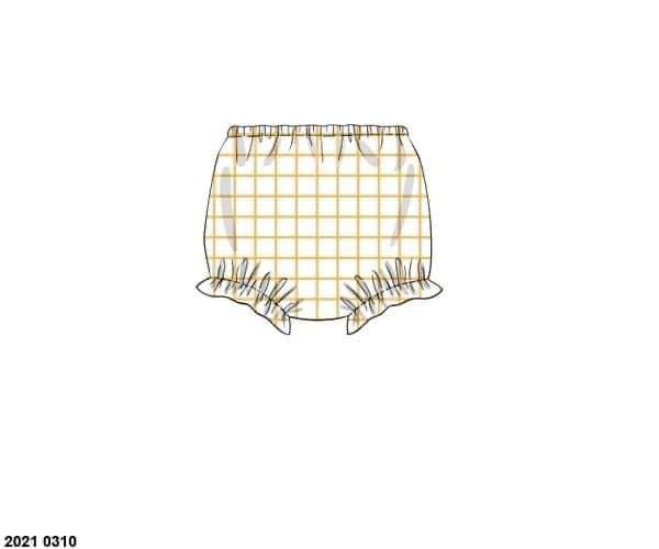 RTS: Girls Gold Windowpane Woven Diaper Cover