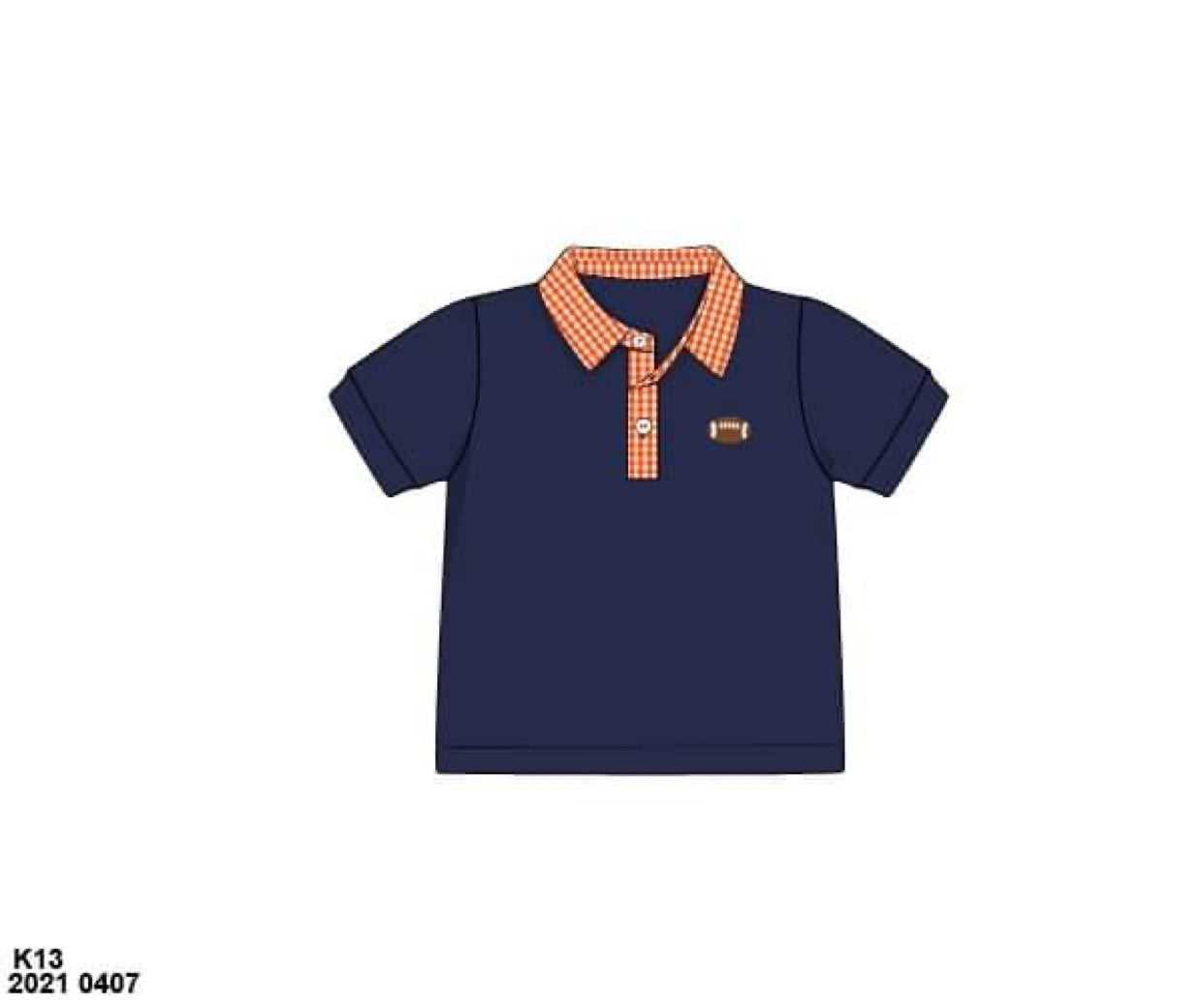 RTS: Boys Orange & Navy Team Embroidered Football Knit Polo