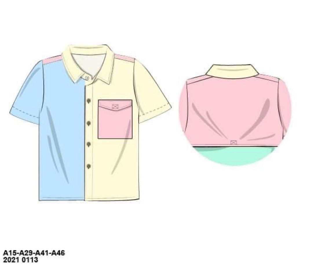 RTS: Colorblock Family Collection- Boys Woven Fishing Style Shirt