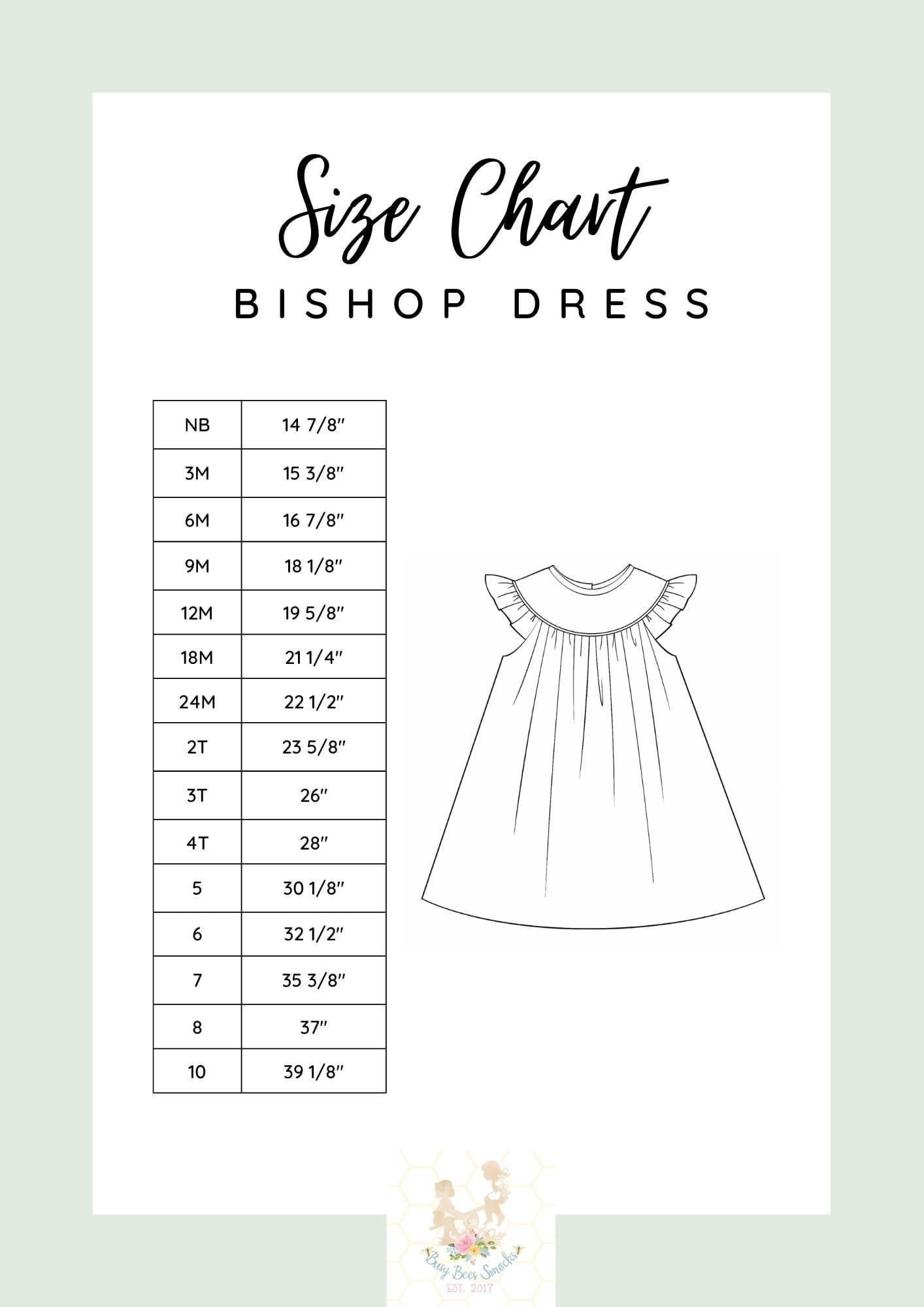 Bishop Dress Size Chart