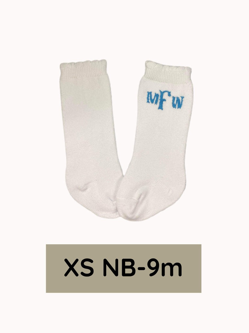 RTS: Scalloped Monogrammed Socks- XS (NB-9M)