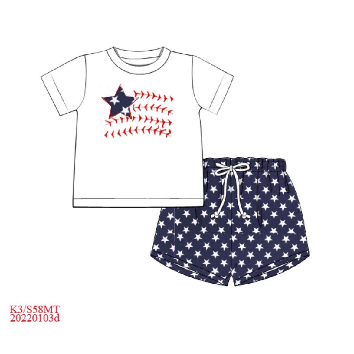 RTS: Navy Stars Collection- Boys T-Shirt Woven Shortie Set
