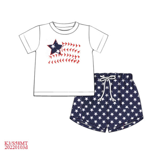 RTS: Navy Stars Collection- Boys T-Shirt Woven Shortie Set