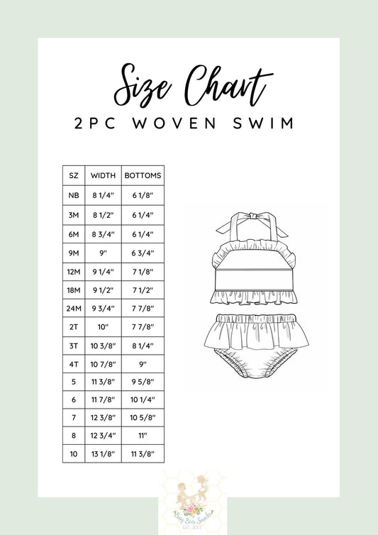 Girls 2pc Woven Swim Size Chart