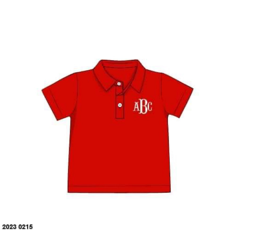 RTS: Boys Basic Tops Collection- Red Polo (No Monogram)