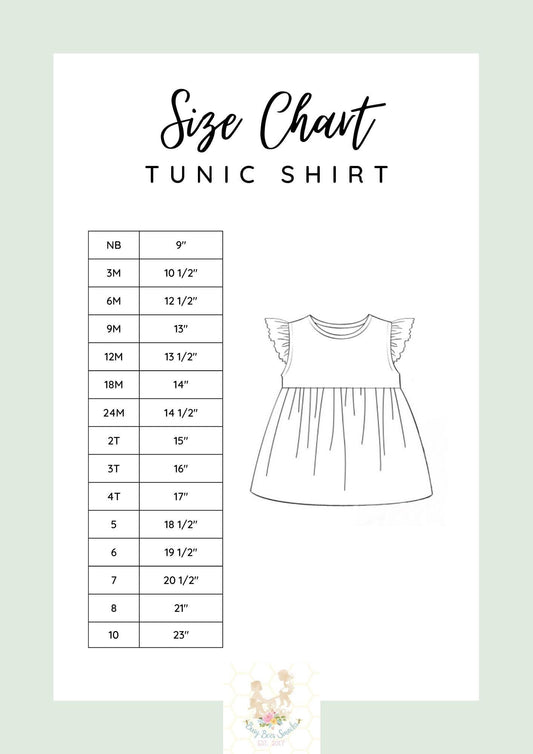 Girls Tunic Tops (Knit & Woven) Size Chart