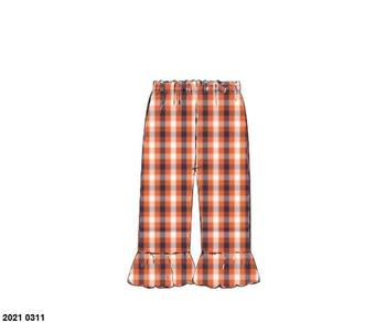 RTS: Girls Orange & Navy Plaid Woven Pants
