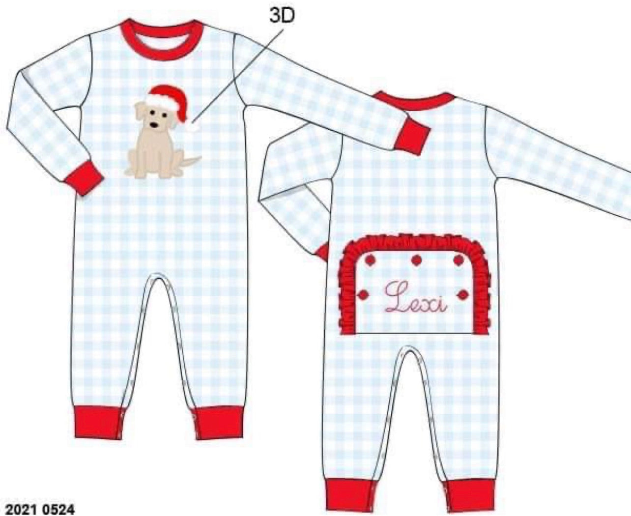 RTS: Pj Collection-Christmas Puppy-Girls 1pc Knit Pjs “Alena”