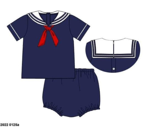 RTS: Vintage Navy Collection- Boys Knit Diaper Set