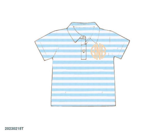 RTS: Bright Summer Knit Collection- Peach & Blue- Boys Knit Polo (No Monogram)