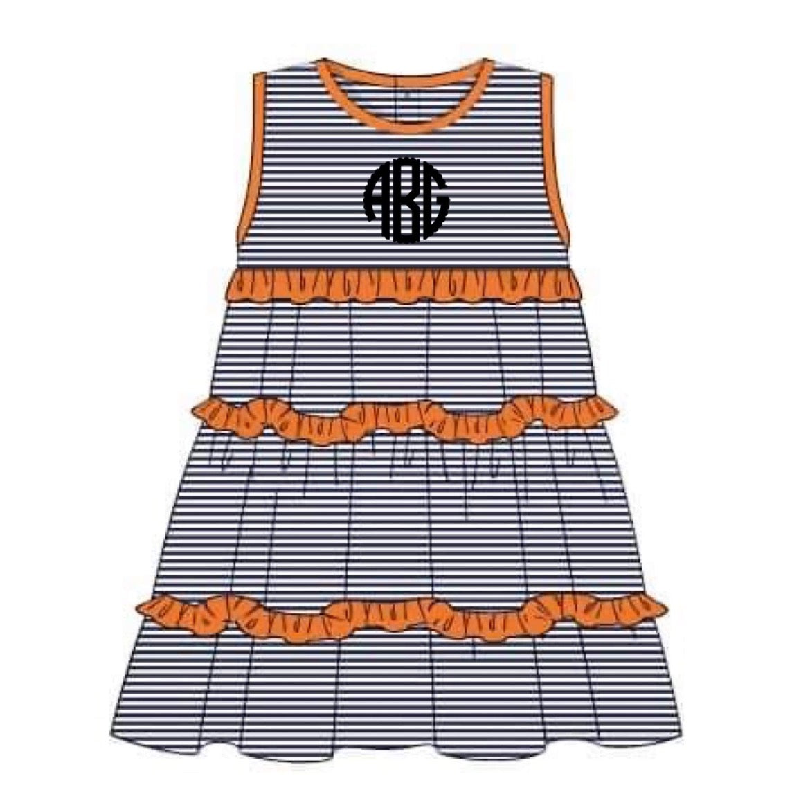 RTS: Jordan Collection- Girls Navy Stripe Knit Dress (No Monogram)