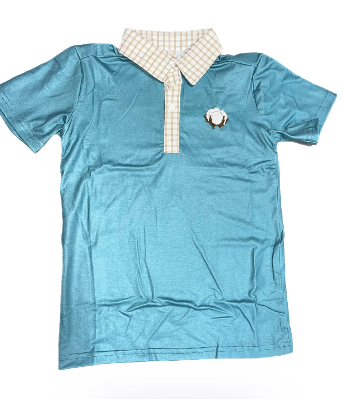 RTS: DEFECT-Boys Teal French Knot Cotton Shirt