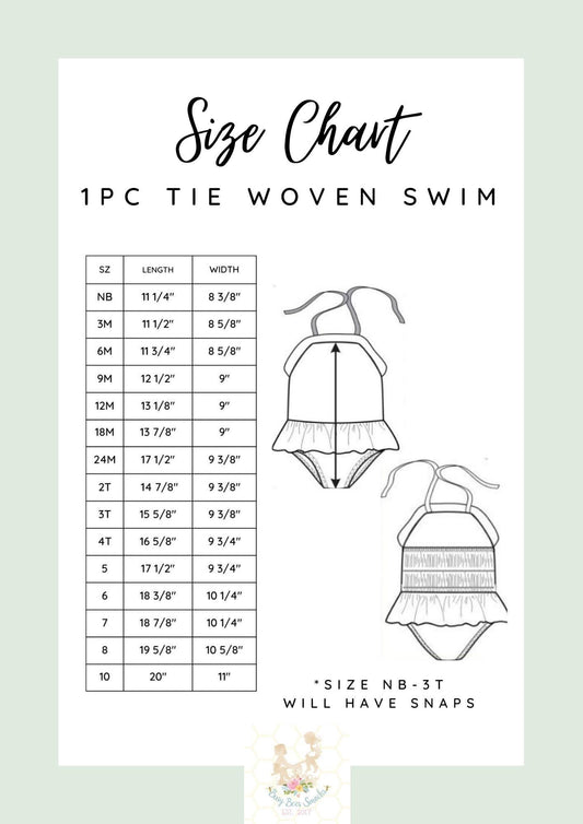 Girl 1pc Woven Tie Swim Size Chart