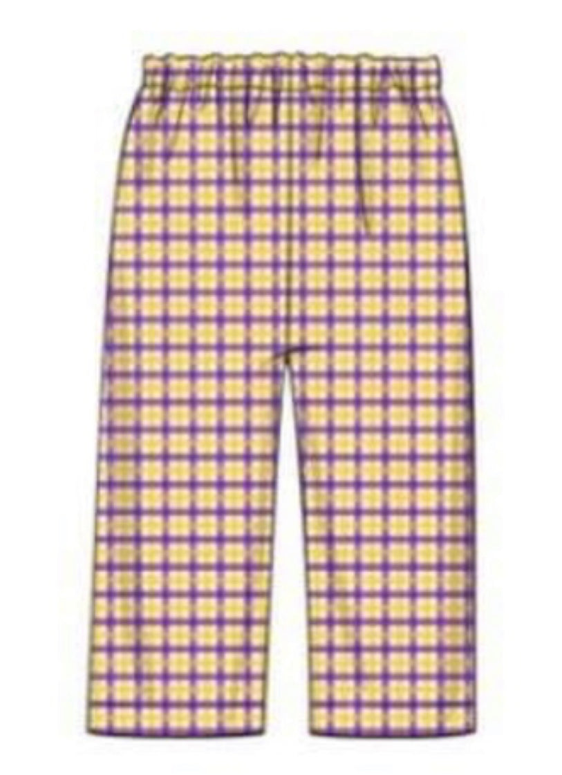 RTS: Boys Purple & Yellow Woven Pants