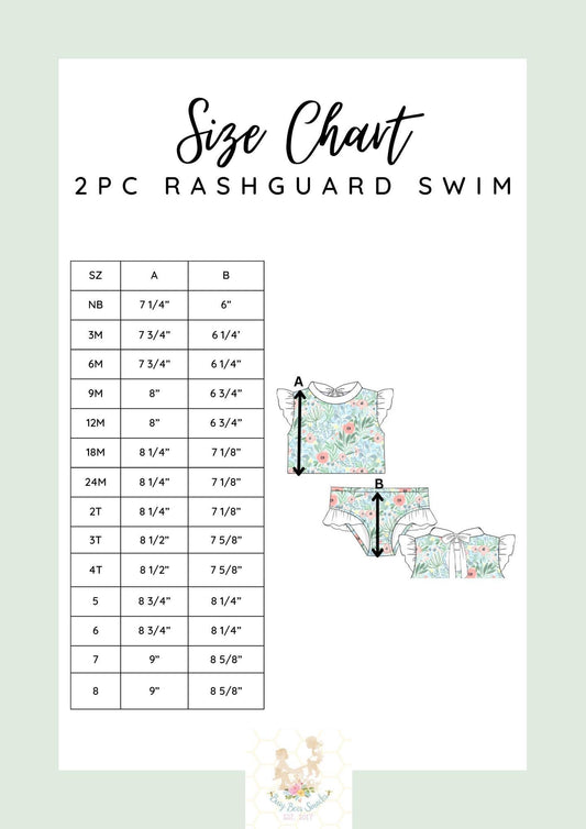 Girl 2pc Rashguard Swim Size Chart