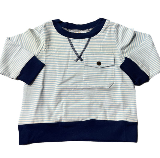 RTS: DEFECT-Winter Lounge Collection-Navy & Blue Stripes Knit Pullover