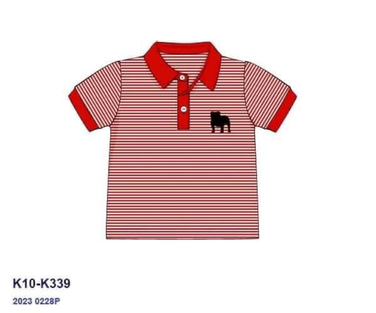 RTS: Sanford Collection- Boys Red Stripe Knit Polo