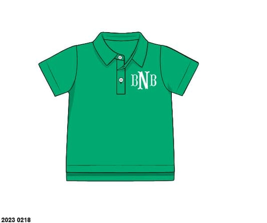 RTS: Boys Basic Tops Collection- Green Polo (No Monogram)