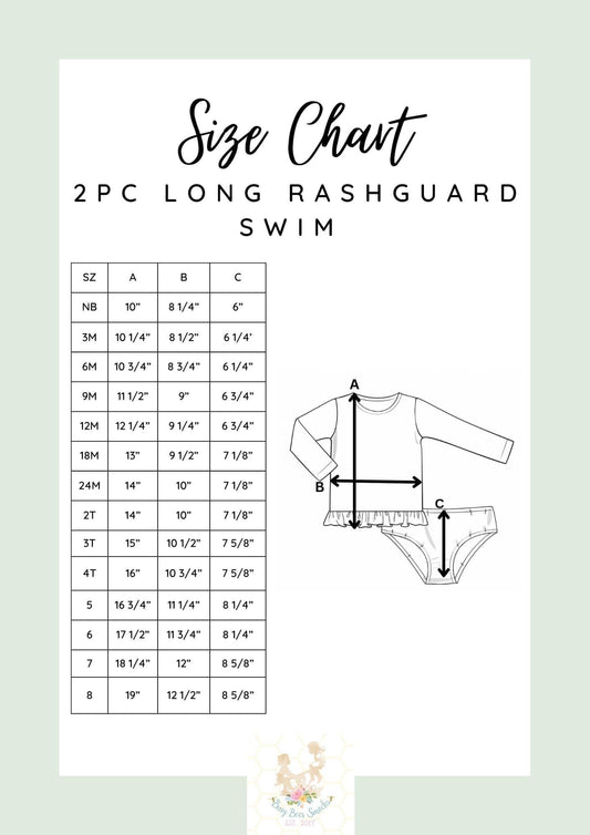 Girl 2pc Long Sleeve Rashguard Swim Size Chart