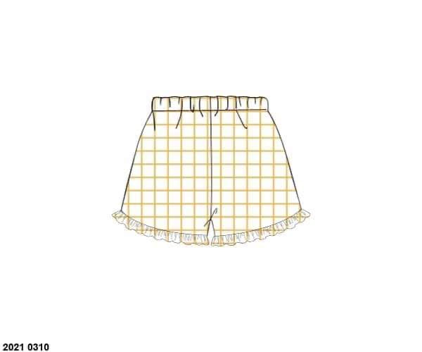 RTS: Girls Gold Windowpane Woven Shorts