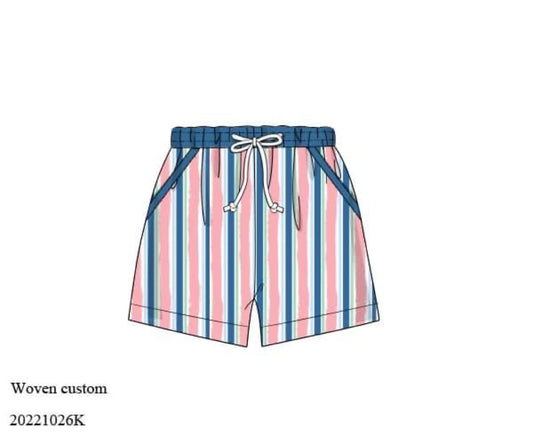 RTS: Whales & Mermaid Collection- Boys Woven Angled Striped Shorts