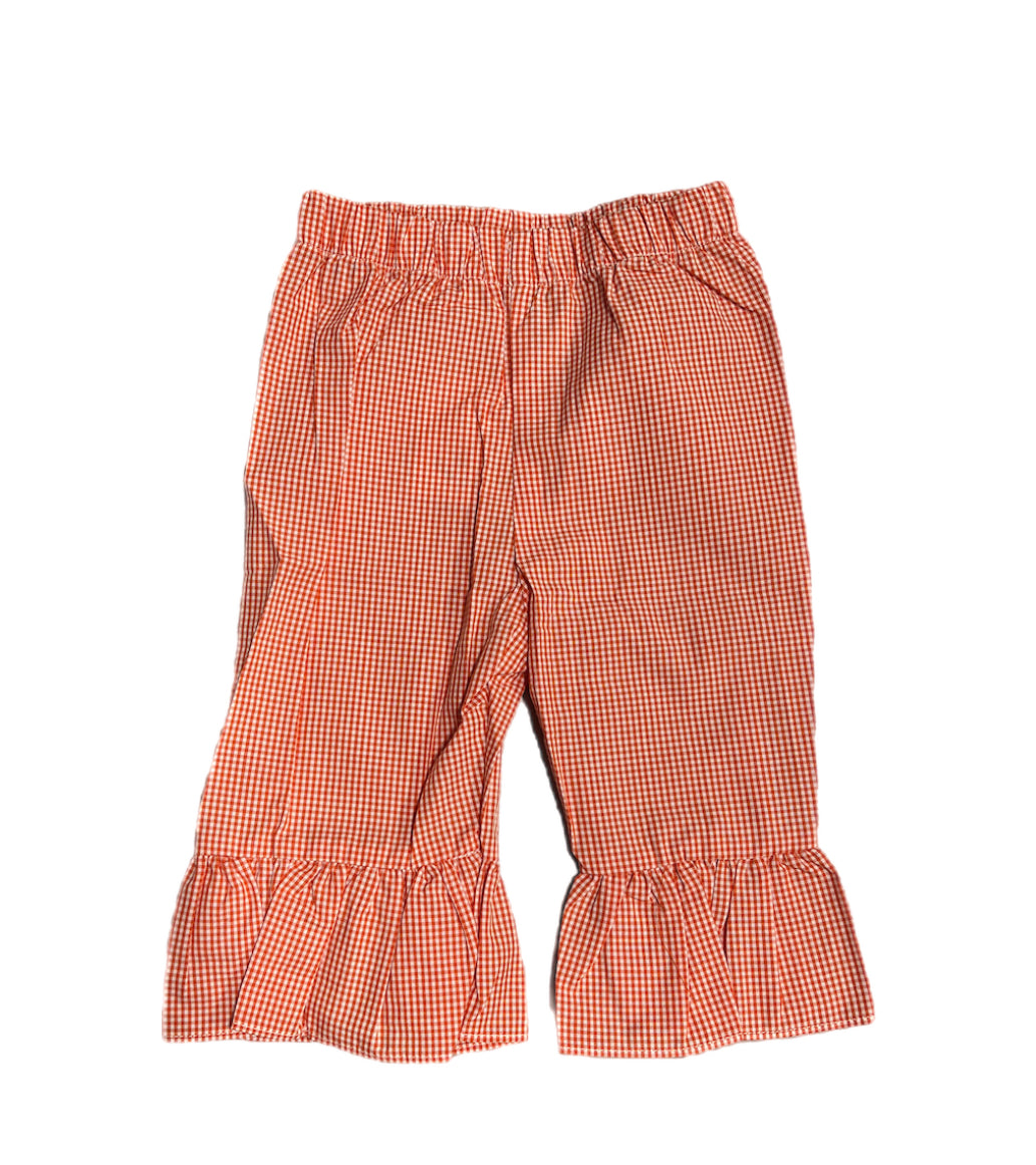 RTS: Girls Orange Gingham Woven Pants