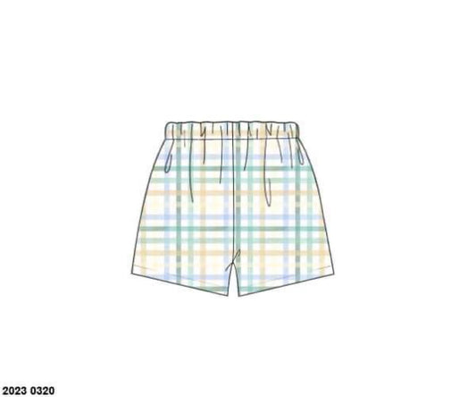 RTS: Boys Only - Plaid Knit Angled Shorts
