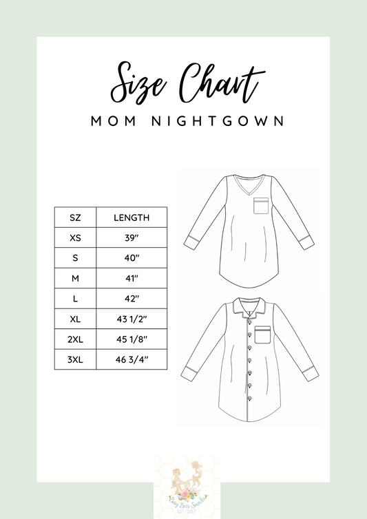 Mom Nightgown Size Chart