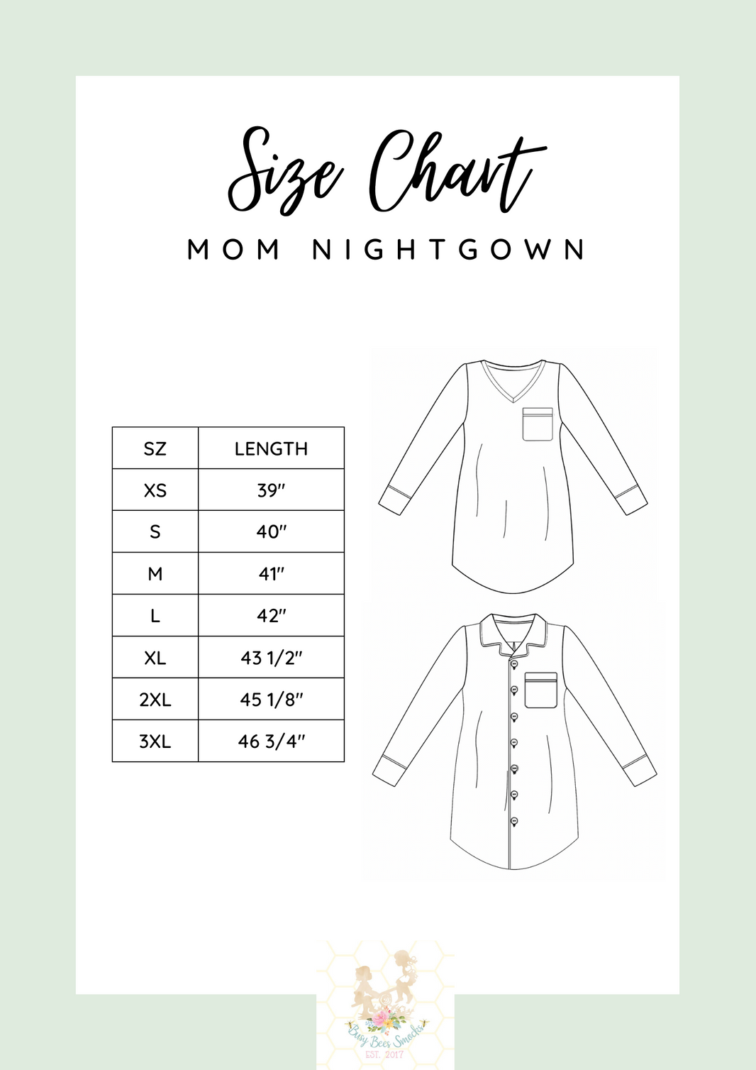 Size Charts Page 3 Busy Bee Smocks!